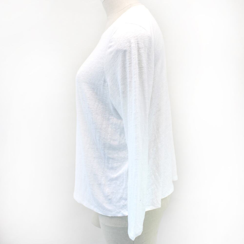 Eileen Fisher Plus White 100% Bio-Linen Crew Neck Minimalist Long Sleeve Top 1X - Picture 4 of 6